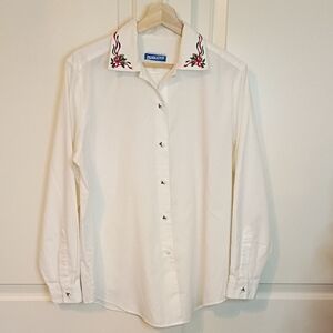 Pendleton Knockabouts Embroidered Christmas Holly Button Down Shirt Size 10